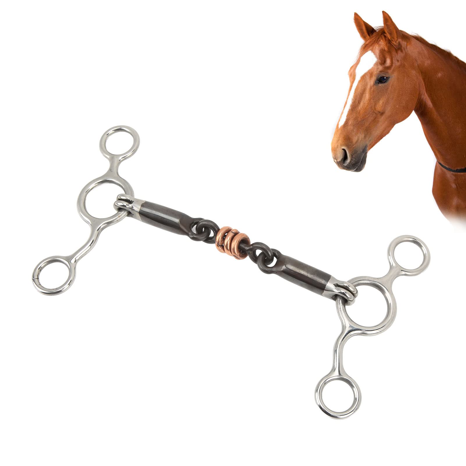 Topyond Filetto con Anello Gag in Ottone in Acciaio Inossidabile Bocchino da 145 Mm Attrezzatura Efficace per L'addestramento del Cavallo Controllo Preciso E Comunicazione Ideale per La Monta Western