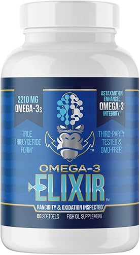 Gorilla Mind Omega-3 Elixir™ | 2210 mg de aceite de pescado en forma de triglicéridos reesterificados | EPA, DHA + 2 ácidos grasos | Infusión de