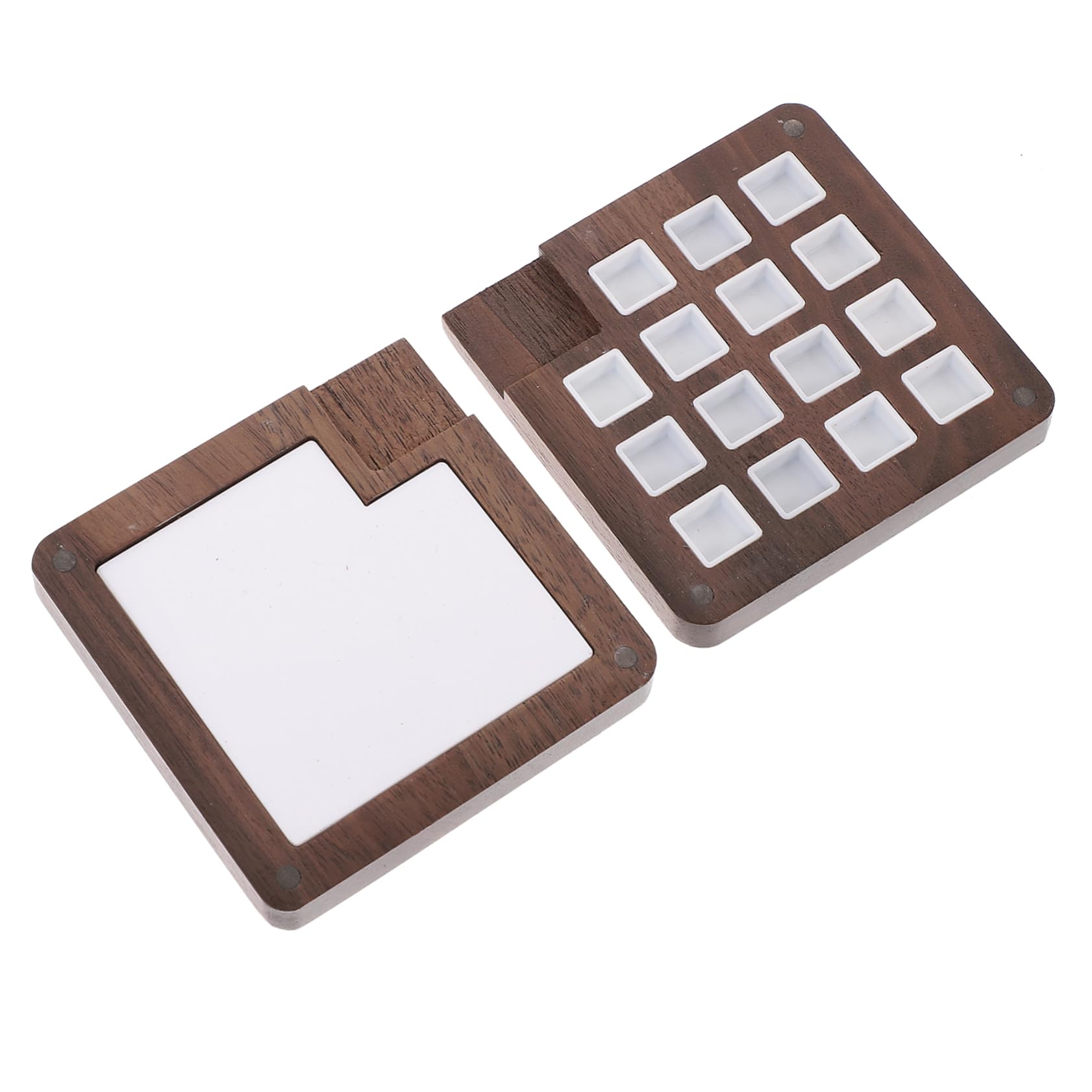 SHINEOFI 2pièces Boîte à Pigments Aquarelle Bois Portable avec Couvercle Palette De Peinture Compartiments pour Artistes Et Étudiants Idéale pour Voyage Et Créativité