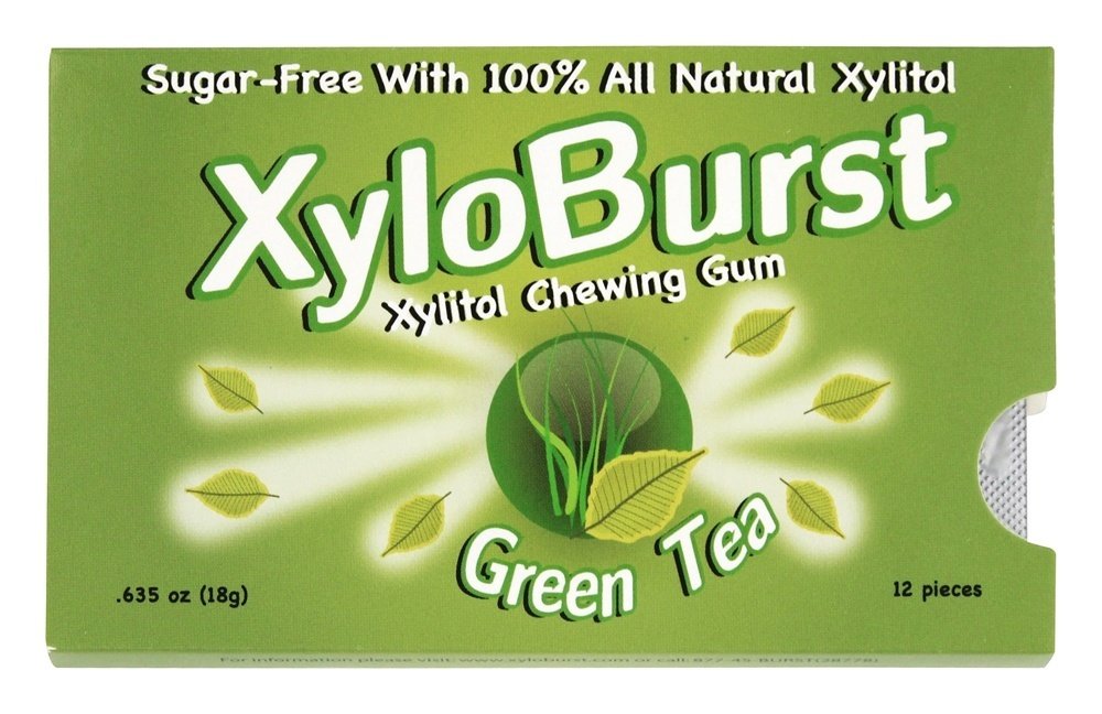 Xyloburst Blister Pack Xylitol Gum, Green Tea, 12 Count