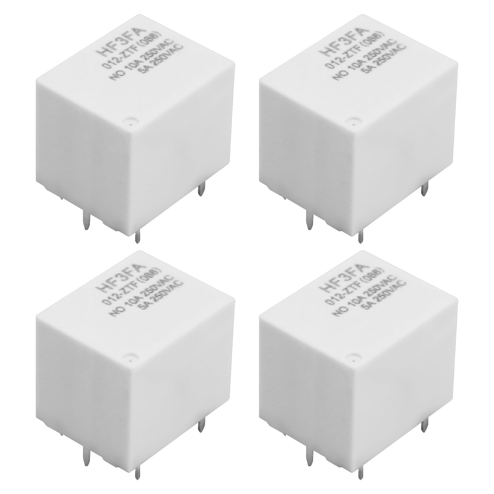 OTOTEC 4szt. HF3FA 012-ZTF Mały przekaźnik zasilający 5-pinowy Przekaźnik DC 12 V 10 A 250 V Nadaje się do automatyzacji domowej, sterowania przemysłowego, systemu bezpieczeństwa
