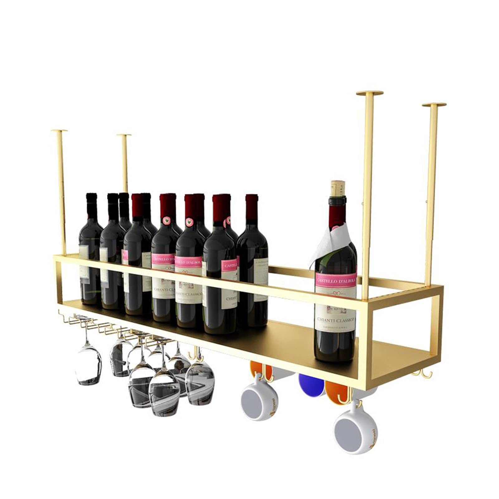 Étagère de rangement en fer forgé réglable pour bouteilles et verres