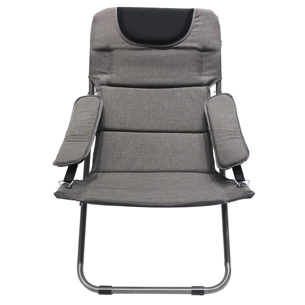 Homecall Chaise de camping pliable et rembourrée à dossier réglable (Gris)