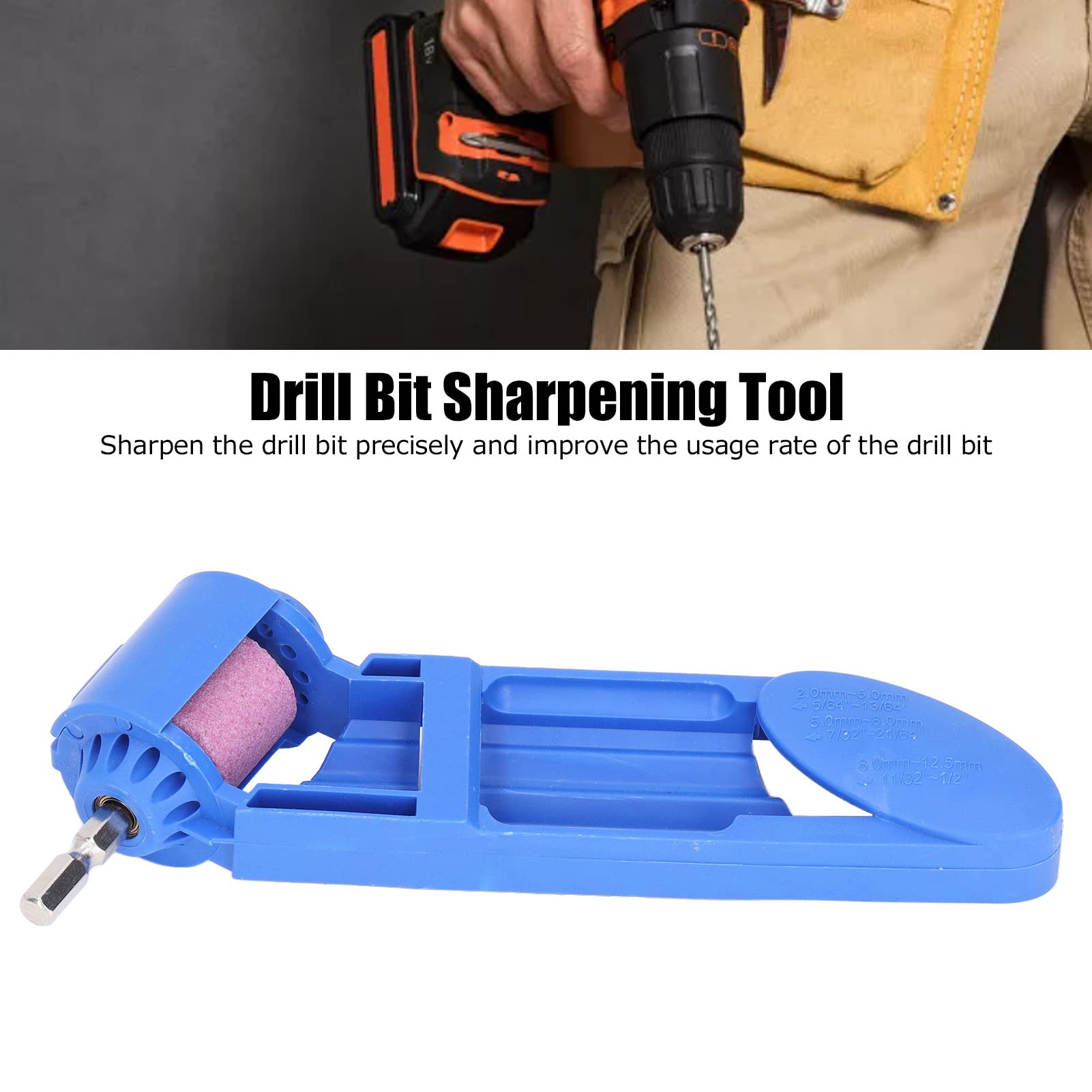 EVTSCAN Portable Corundum Drill Bit Sharpener for Grinder Power Tools,Universal, Wear Resistant (Blue)