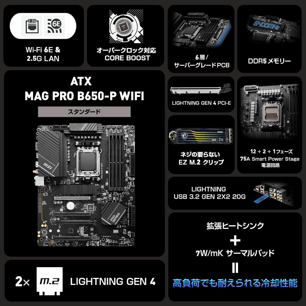 Amazon | MSI マザーボード PRO B650-P WIFI AMD Ryzen 7000/9000