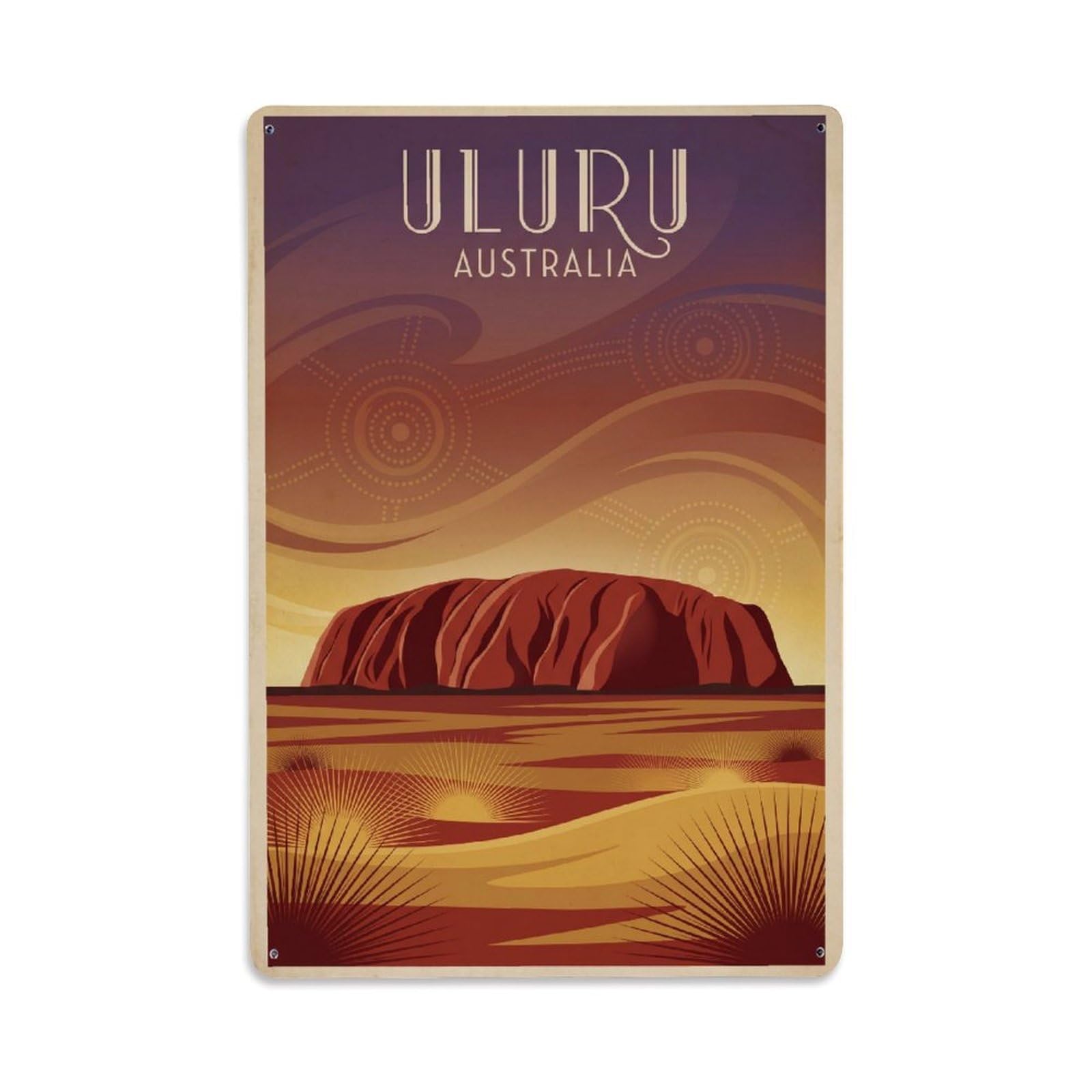 Metal Tin Sign Australia Uluru Vintage Travel