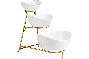 LAUCHUH Gold Oak Branch Tiered Serving Bowls Dip and Chip Platter Fruit...