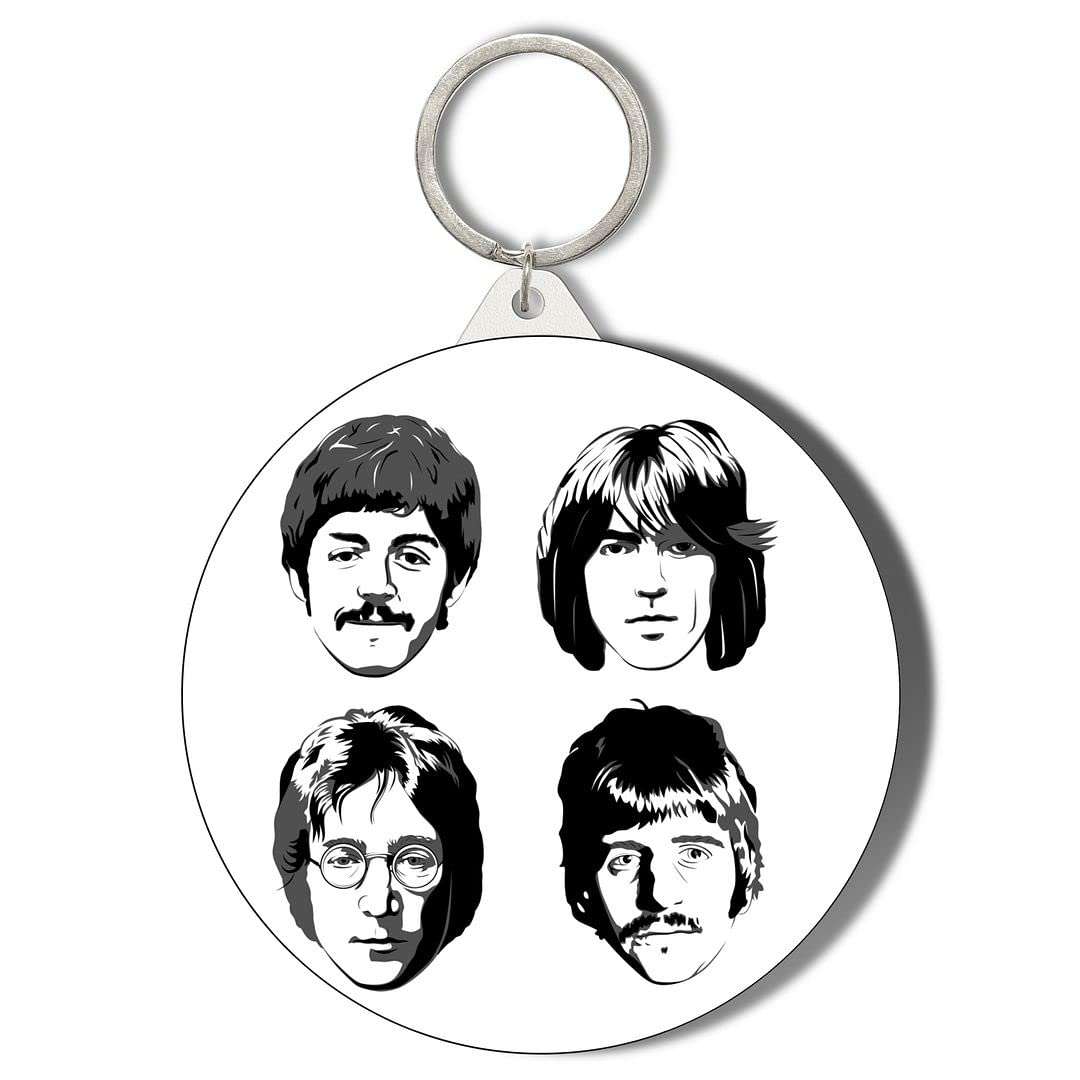 Gift InsanityTHE FAB 4 FACES ON WHITE BACKGROUND 45mm Keyring