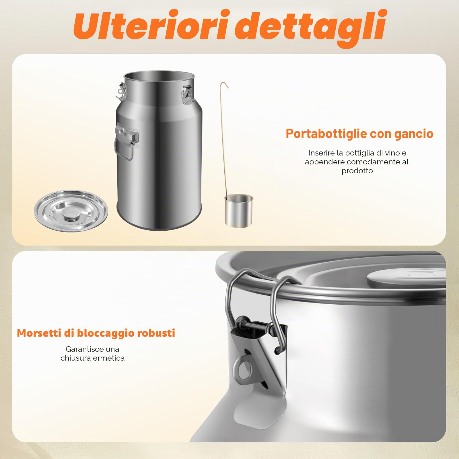 Tamburo sigillato in acciaio inox da 18L, fermentatore in acciaio inox 201, contenitore per latte, botte per birra casalinga, contenitore per stoccaggio olio riso acqua, GRANDE serbatoio