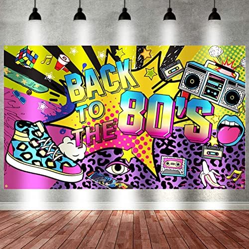 CHEERYMAGIC 80's Party Decorations 73 x 43 Inch 80's Hip Hop Sign Party Banner for Photography Background 80's Party Supplies A2PSBJ (A)