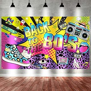 CHEERYMAGIC 80's Party Decorations 73 x 43 Inch 80's Hip Hop Sign Party Banner for Photography Background 80's Party Supplies A2PSBJ (A)