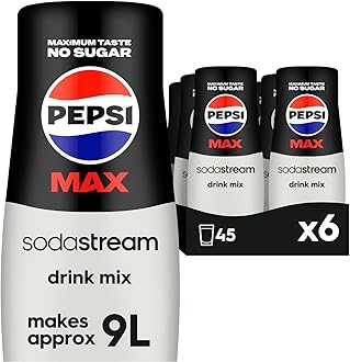 Flavours Pepsi Max Sparkling Drink Mix, Soda & Fizzy Drink Maker Concentrate, Diet Pepsi with Maximum Taste & No Sugar, Official Pepsi Cola x SodaStream Syrup - 6 x 440ml Multi Pack