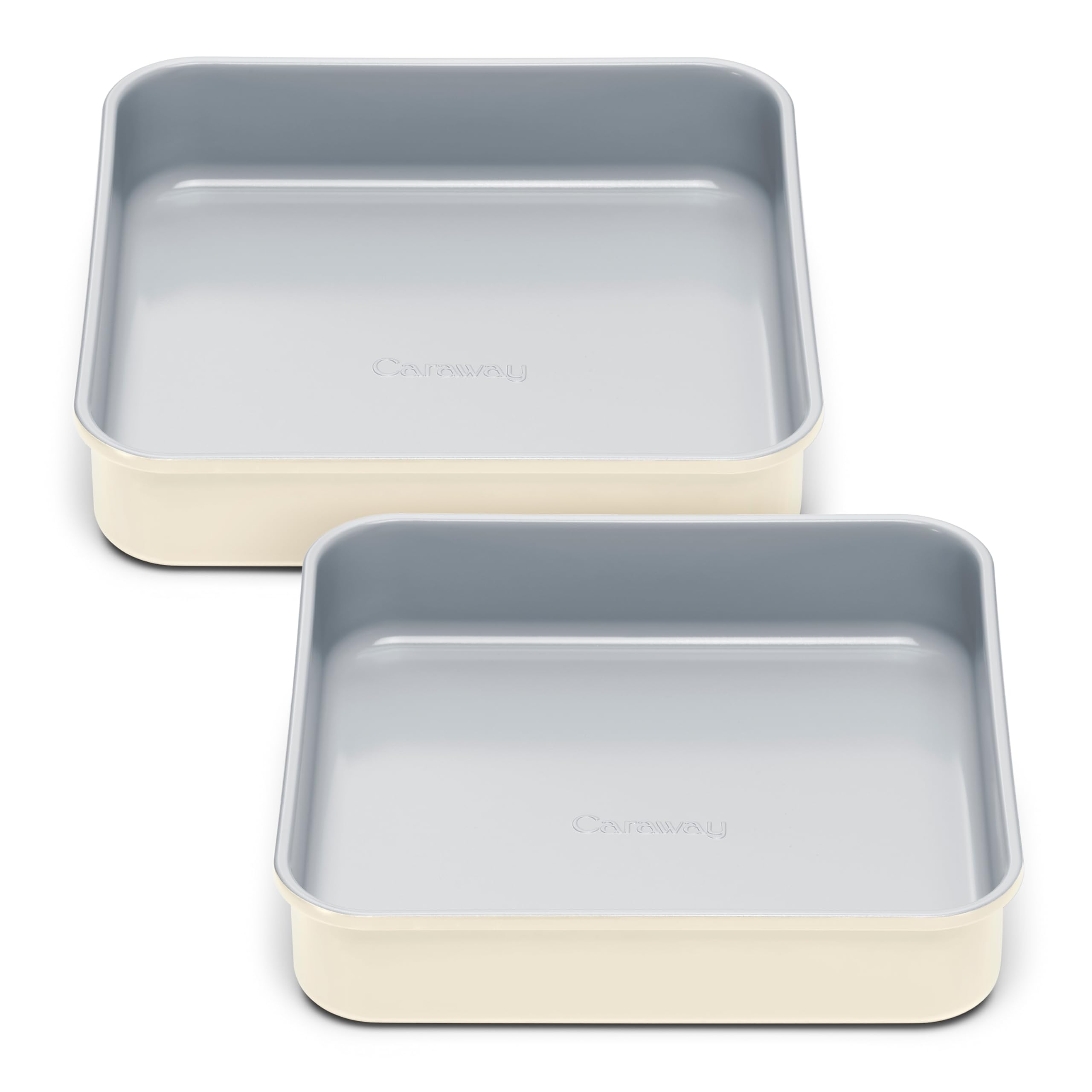 Caraway 9” Square Pan Duo - Non-Stick Ceramic Coating - Free From Forever Chemicals - Cake Pan Perfect for Brownies, Lemon Bars, & More - Cream