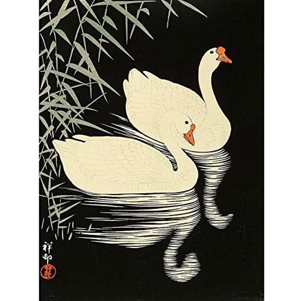 Wee Blue Coo Ohara Koson Swans Unframed Art Print Poster Wall Decor 12X16 Inch