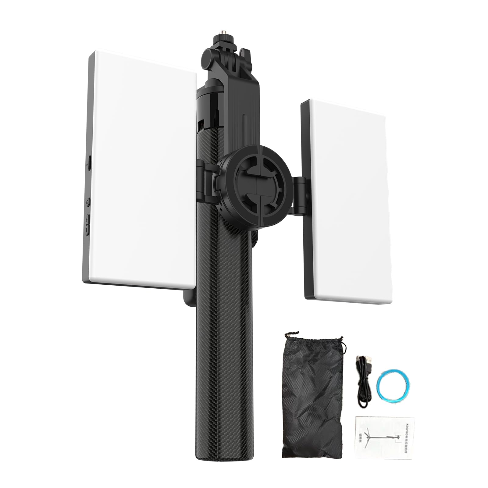 Bastone selfie estensibile telecomando selfie stick allungabile con telecomando asta telescopica con magnetico treppiede 1,7 m 2 luci LED per telefono vlog