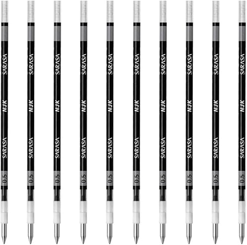 Zebra BRNJK5BK - Recambio para bolígrafo, Sarasa, NJK-0.5, negro, 10 unidades