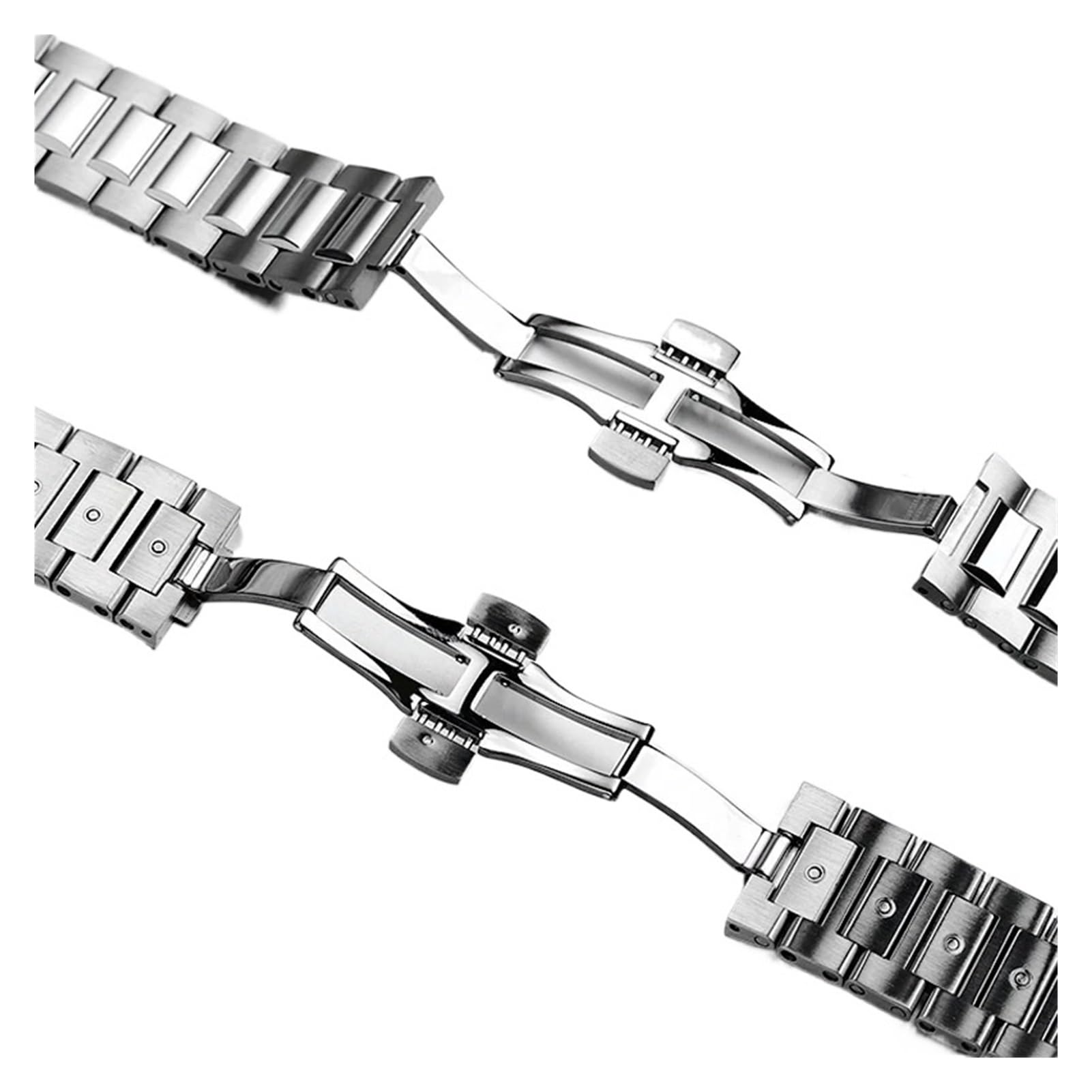 Pulsera de correas acero inoxidable con extremo curvado plateado 20 mm compatible cronógrafo IWC Portugieser IW358312 IW371607