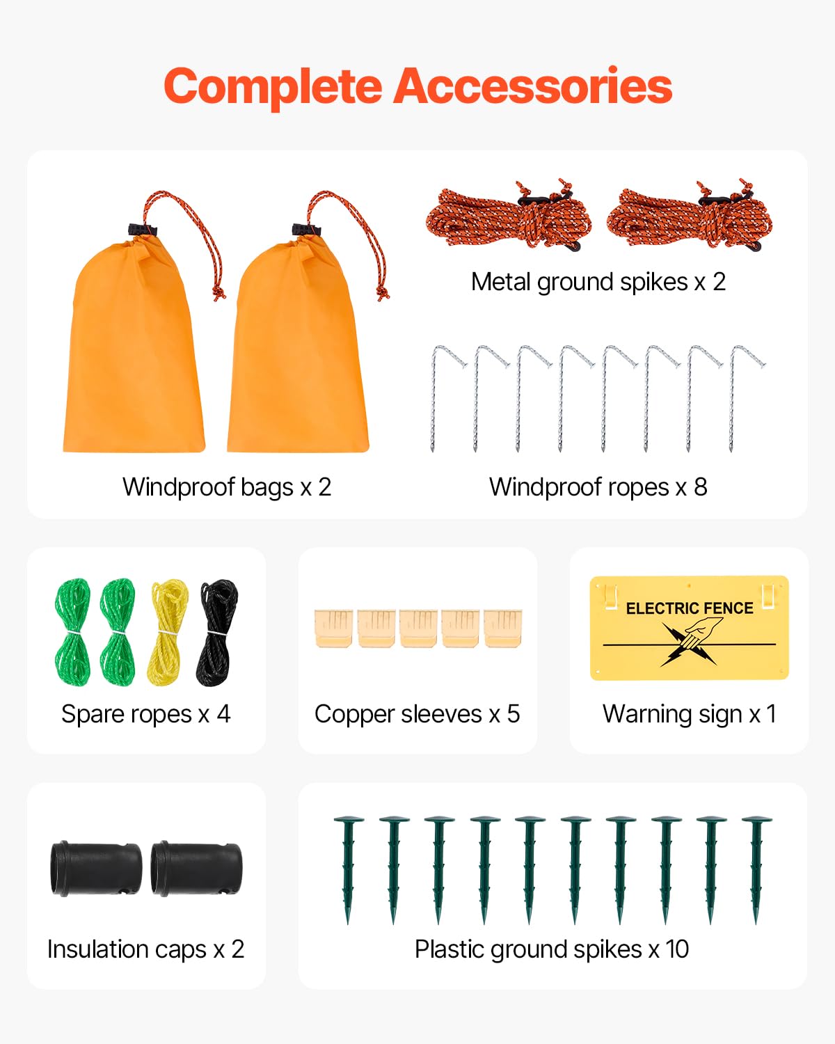 VEVOR Rete per Recinzione di Pascoli, 1,27 x 50 m, Rete per Pecore con Pali e Picchetti, Recinzione Portatile per Capre, Cervi, Maiali, Cani da Cortile, Giardino, Fattorie