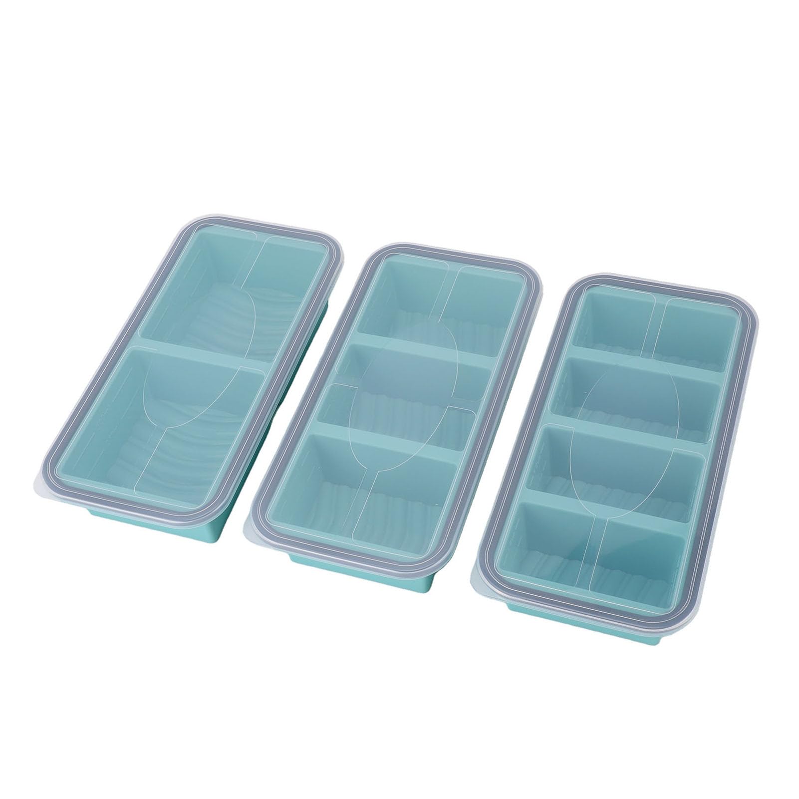 Stampo per Freezer in Silicone con Coperchi, 3 Pezzi con Linee di
