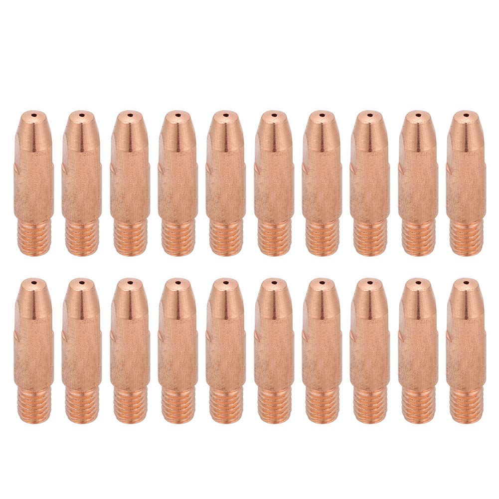 24KD Copper Contact Tip, 20pcs Welding Machine Tips, M6 Thread Welding Nozzles,Conductive Nozzles for Welding Accessories for MIG/MAG Torch (0.8)