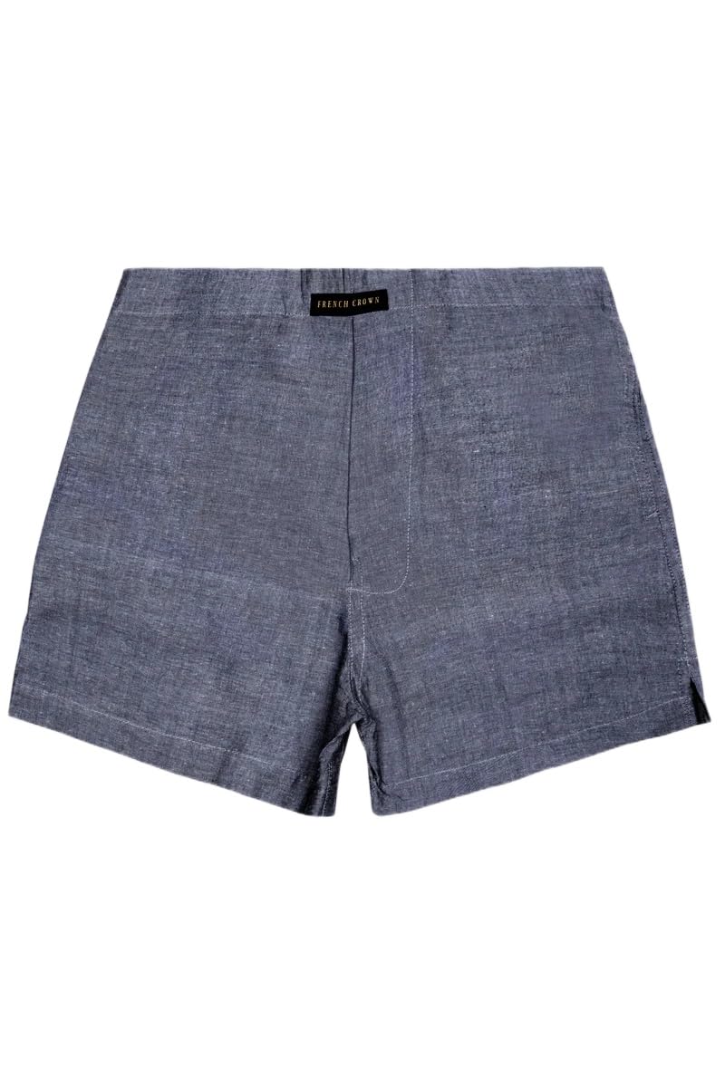 french crown Men's Urban Stone-Dolphin Gray Solid Chambray Premium Cotton Boxer-picture-50