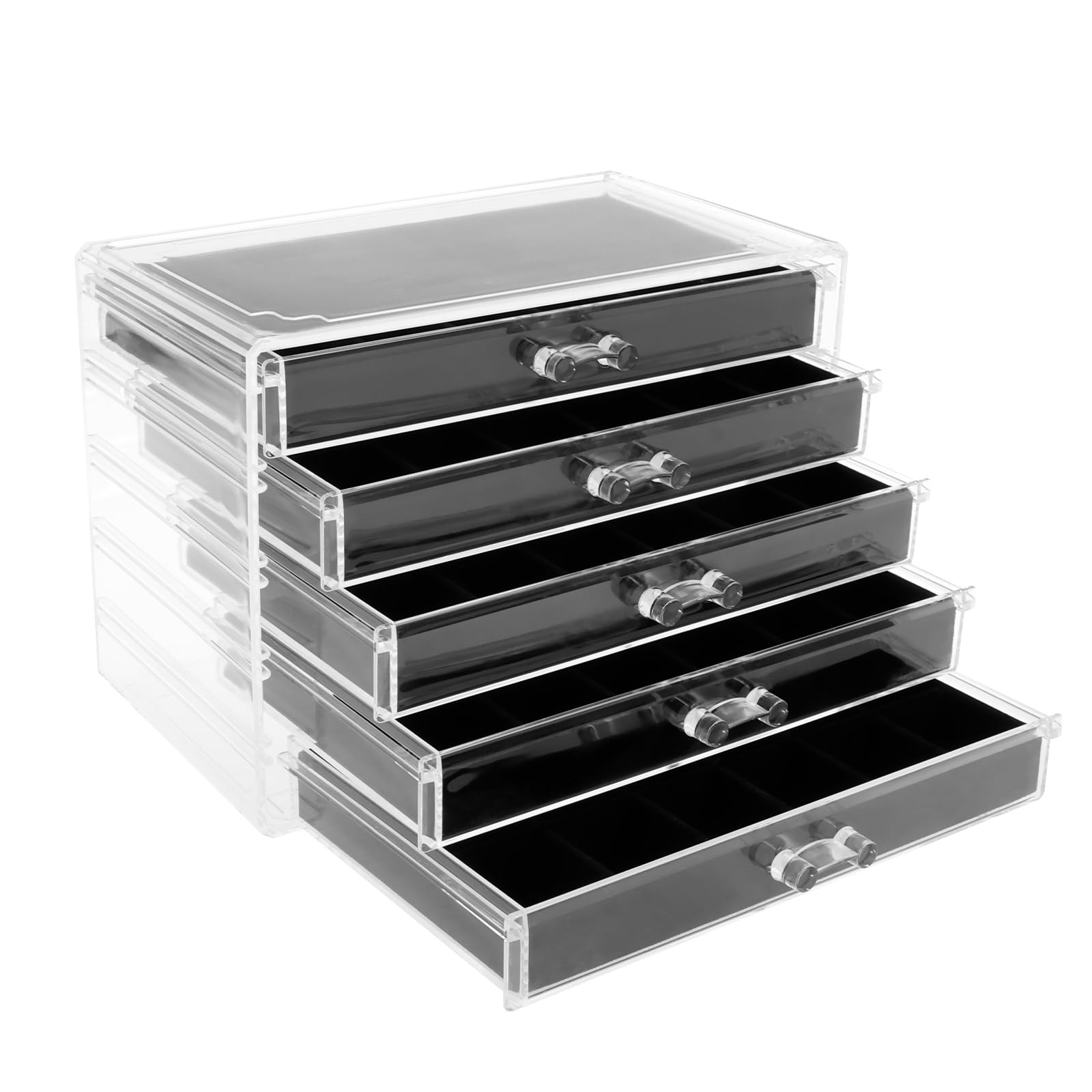 Rock Display Case,54~90 Compartments Child-Safe Rock Collection Organiser,PS+Velvet Material,Display Cabinet,Crystal display cabinet,Crystal & Fossil Storage Box for Kids/Jewellery (5 tier 90 box)
