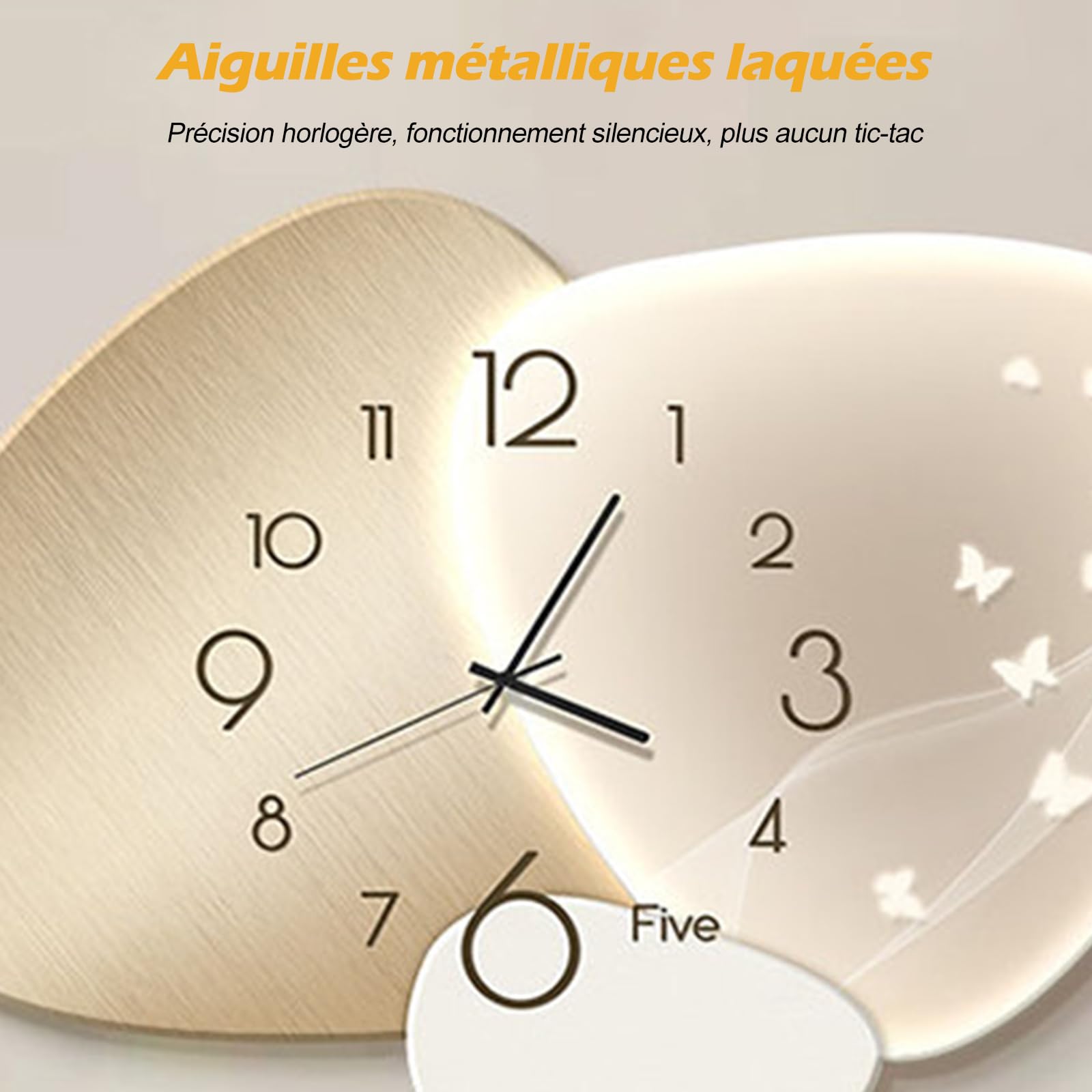 Ergocar Horloge Murale Silencieuse De Style Nordique Céramique Cristalline Haute Définition Étanche Alimentée par Pile Décorative pour Les Écoles, Les Salons, Les Cuisines, Les Chambres à Coucher