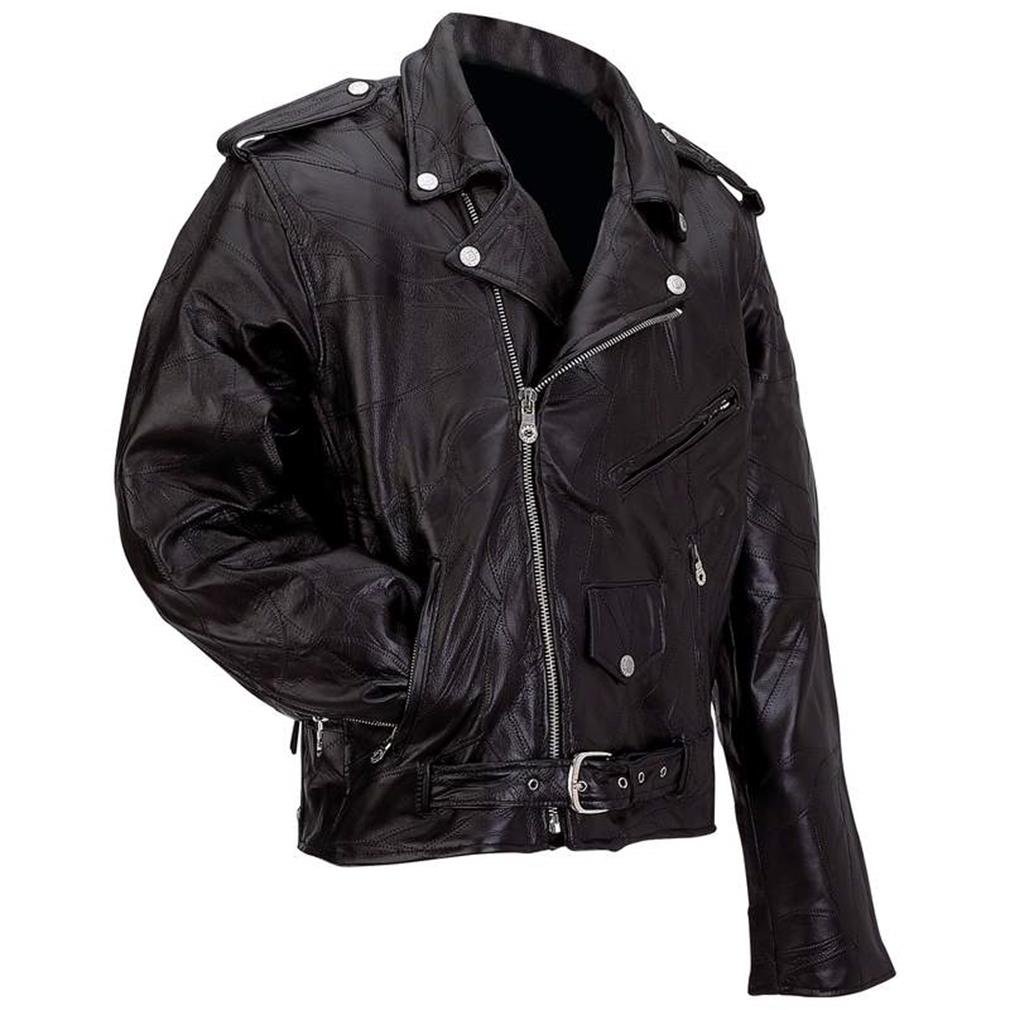 Diamond Plate Mens Genuine Buffalo Leather Motorcycle Jacket-7xl (pack Of 1)