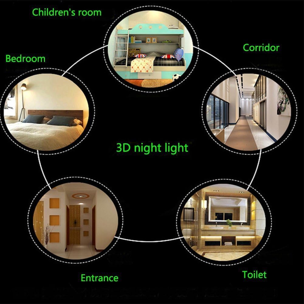 3D Music Box Night Light USB Touch Switch Decor Table Desk Optical Illusion Lamps 7 Color Changing Lights LED Table Lamp Home Love Brithday Decor Room Decoration
