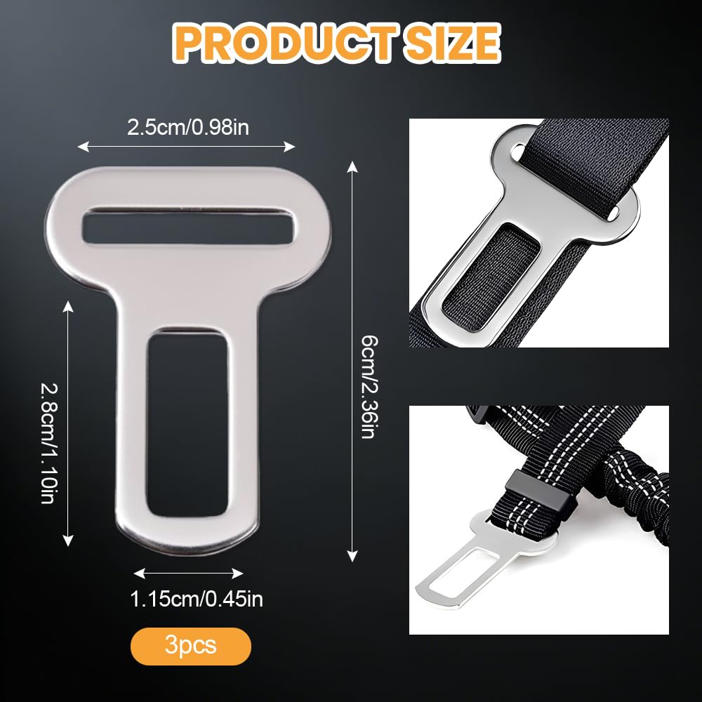 HMCEY 3 Piezas Anclaje Cinturon Seguridad Perro,Pinza Cinturon Seguridad Coche,Clip de Hebilla para Cinturón,Clip para Asiento de Coch,Accesorio de Cinturón de Seguridads Universal,Conector de Metal — view 2