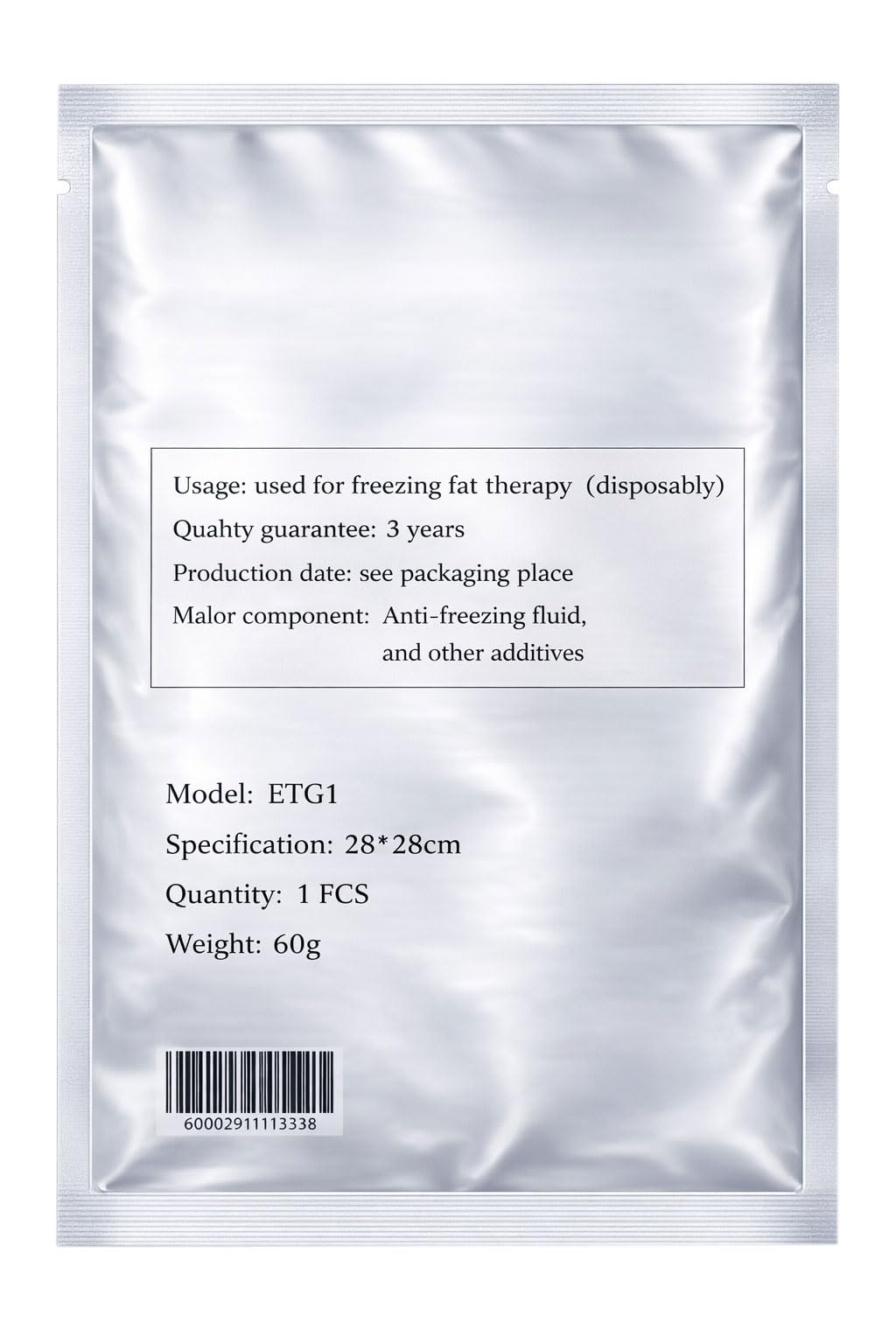 Lot de 25 membranes antigel anti-graisses pour cryolipolyse S (28 x 28 cm, 60 g)