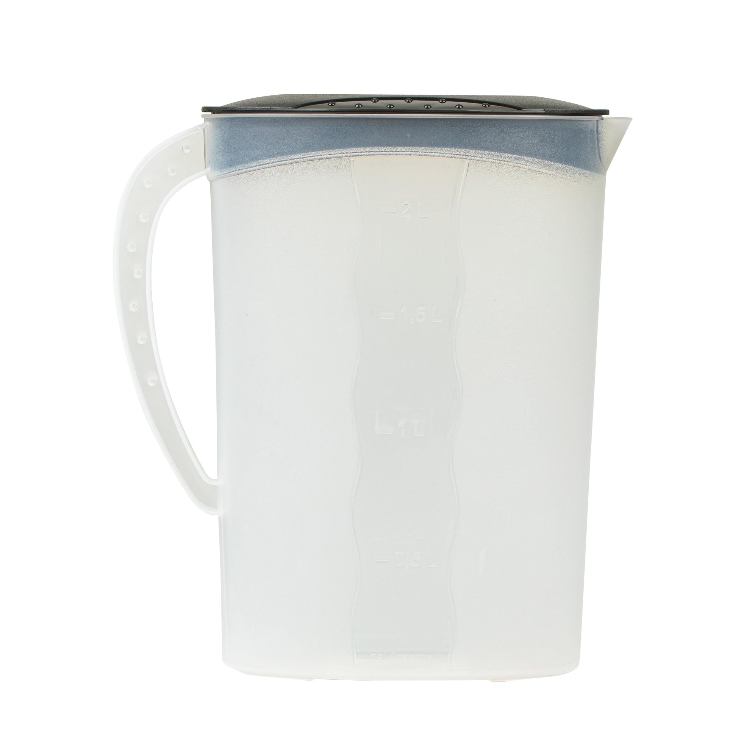 keeeper Dzbanek do soku z pokrywką, 2 l, polipropylen, 9,5 x 18,5 x 24,5 cm, Sara, czarny/przezroczysty