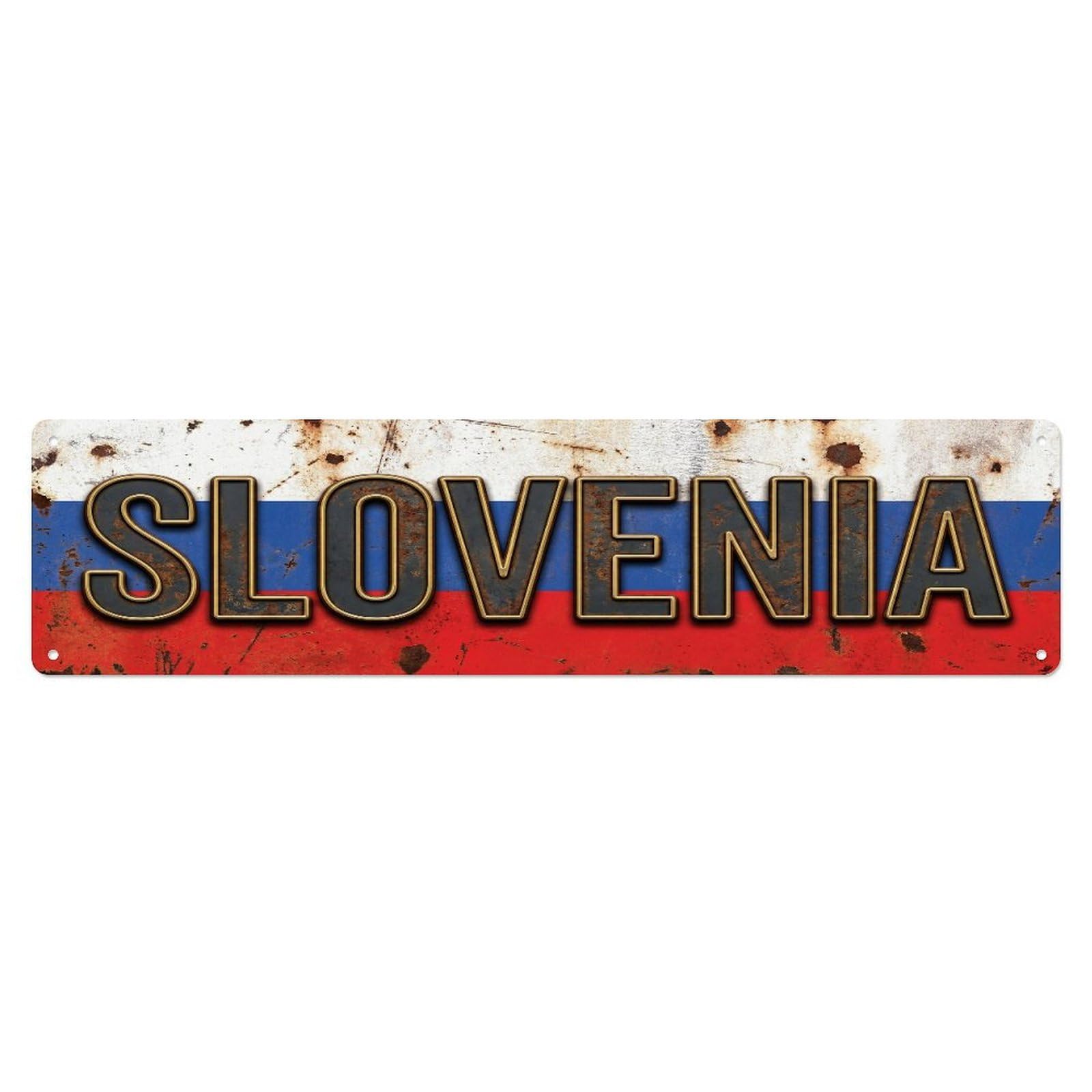 Fqcyn Style Metal Tin Sign Vintage Slovenia Flag Pattern