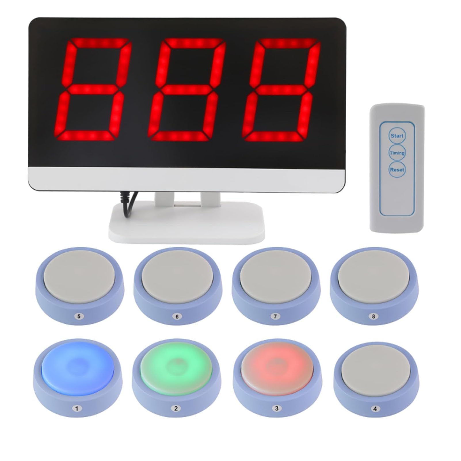 Hydravex Game Show Buzzer System with Display, Wireless Quiz Answer Buzzer Set, Voice Prompt, Elimination Mode for Classroom Trivia & Party Games 8Buttons
