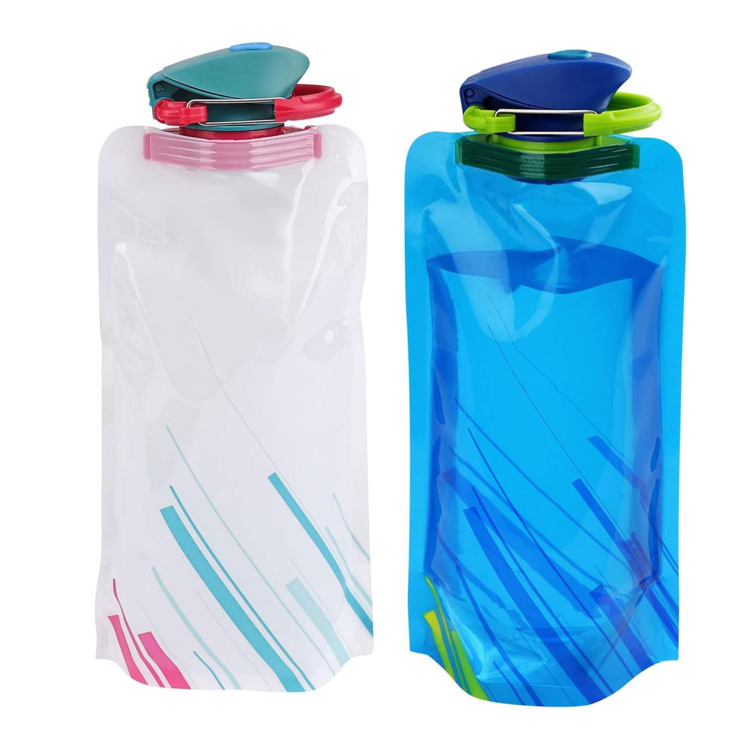 Catelves Botella Plegable Para Festival, 700 Ml, 6 Unidades, Plegable, Reutilizable, Con Tapón De Rosca Para Festivales, Senderismo, Viajes (azul