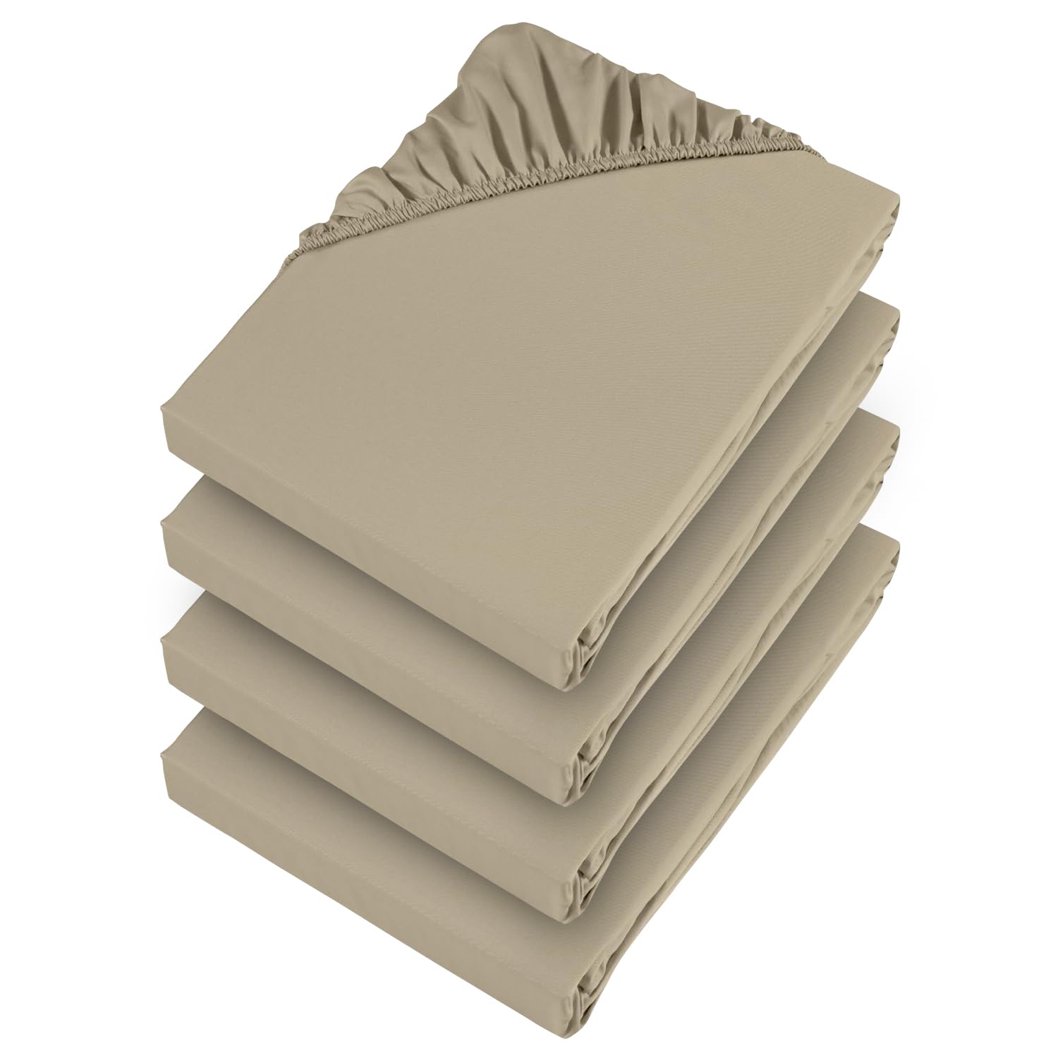 Aspire Homeware Super King Fitted Sheet 4 Pack 25 Cm Deep Pocket Beige Bed Sheets - Soft & Breathable Fitted Bedsheet Brushed Microfiber Shrinkage and Fade Resistant Bottom Sheet