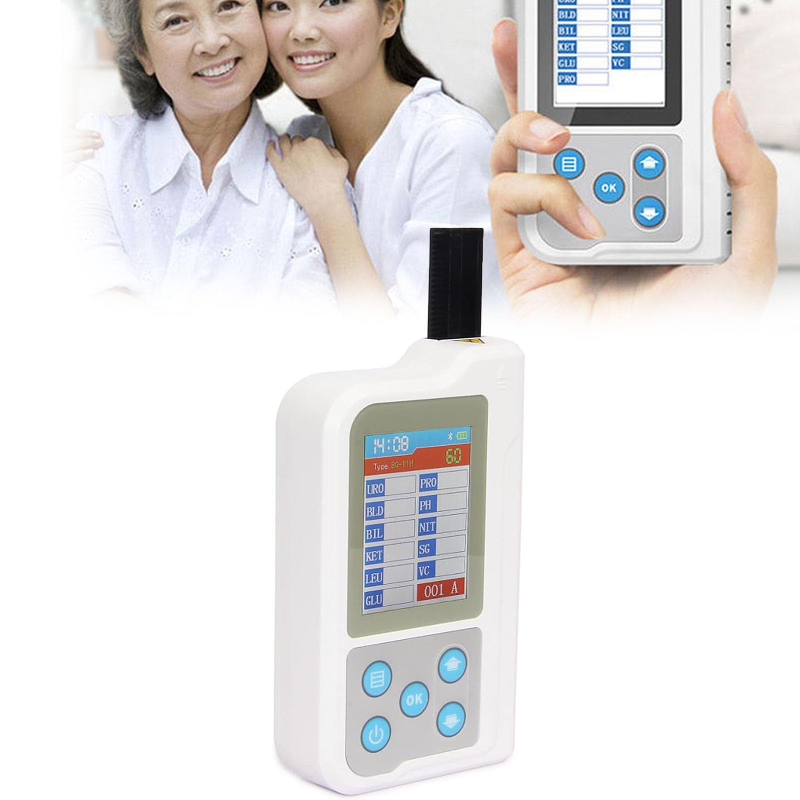 Analizzatore Digitale Delle Urine, Strisce Reattive Per L'analisi Delle Urine a Uso Domestico, 11 Parametri Per L'analisi Routine Delle Urine Con Cartine Per Il Test Del PH, Display LCD Da 2,4 Pollici