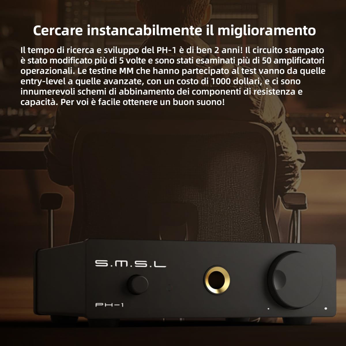 S.M.S.L PH-1 Preamplificatore Phono Mini per Giradischi MM, Amplificatore Audio Stereo HiFi, Preamp con Uscita RCA 6.35mm, Alimentazione DC 5V