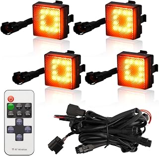 シェアスタイル ランクル 250 グリルマーカー カプラーオンタイプ リモコン付 ランドクルーザー250 LED スモークレンズ 明るさ調整 常時点灯 点滅 オレンジ アンバー 明るい フロントグリル マーカー ランプ ドレスアップ パーツ カスタム トヨタ 互換品