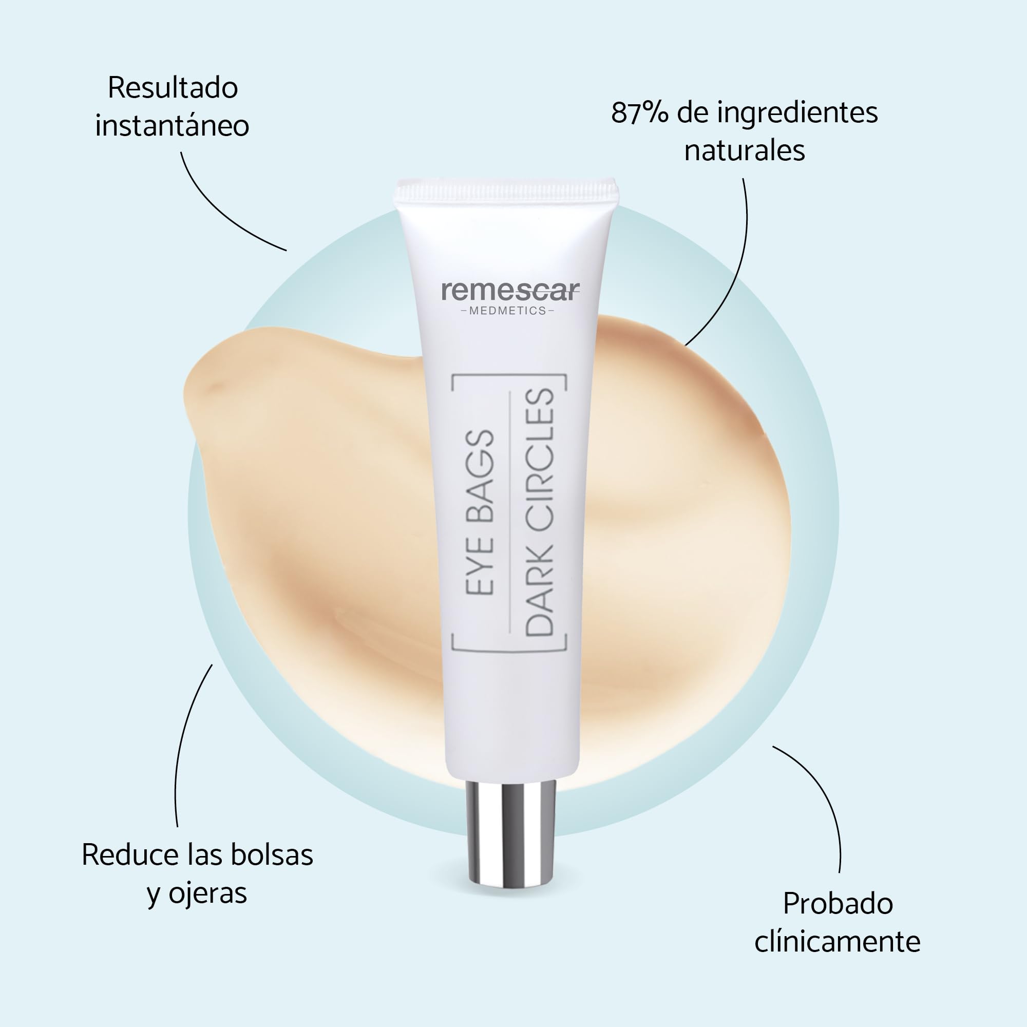 Remescar Bolsas y Ojeras 8 ml Efecto Inmediato – Reduce Visiblemente la Hinchazón y el Aspecto Oscuro – Tratamiento Contorno de Ojos para Hombre y Mujer – Hasta 180 Aplicaciones