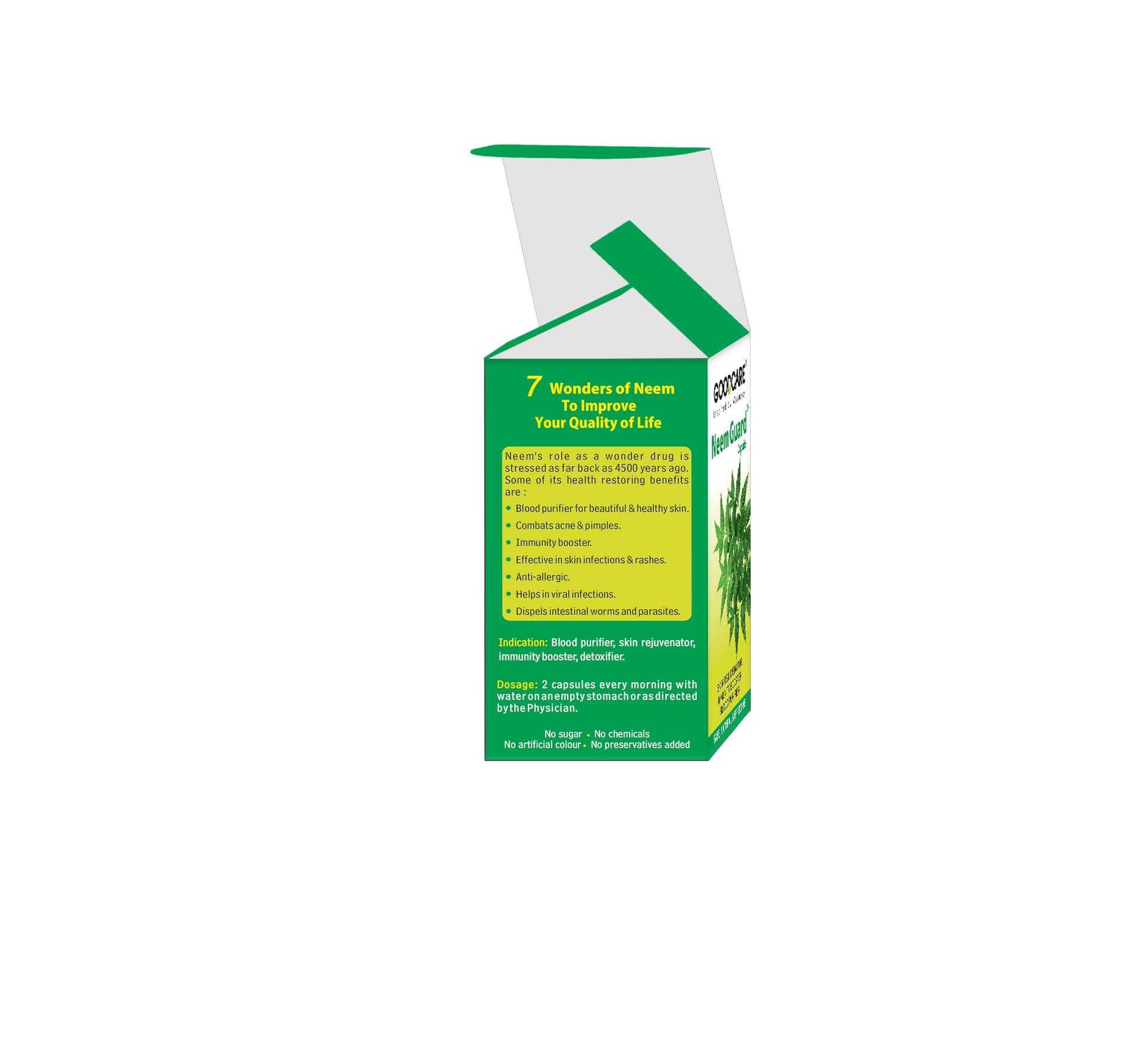 Goodcare Neem Guard 60 Capsules | With Neem, Giloy & Triphala | Fights Acne, Skin Infections & Boosts Immunity| Clinically Tested Formula - Image 3 thumbnail