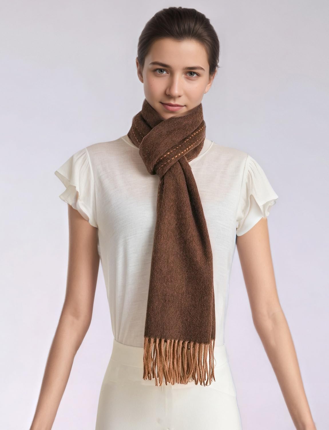 100% Merino Wool Winter Scarf for Women Cashmere Pashmina Soft Luxury Warm Shawl Wraps Stole Valentine's Gift - Image 9