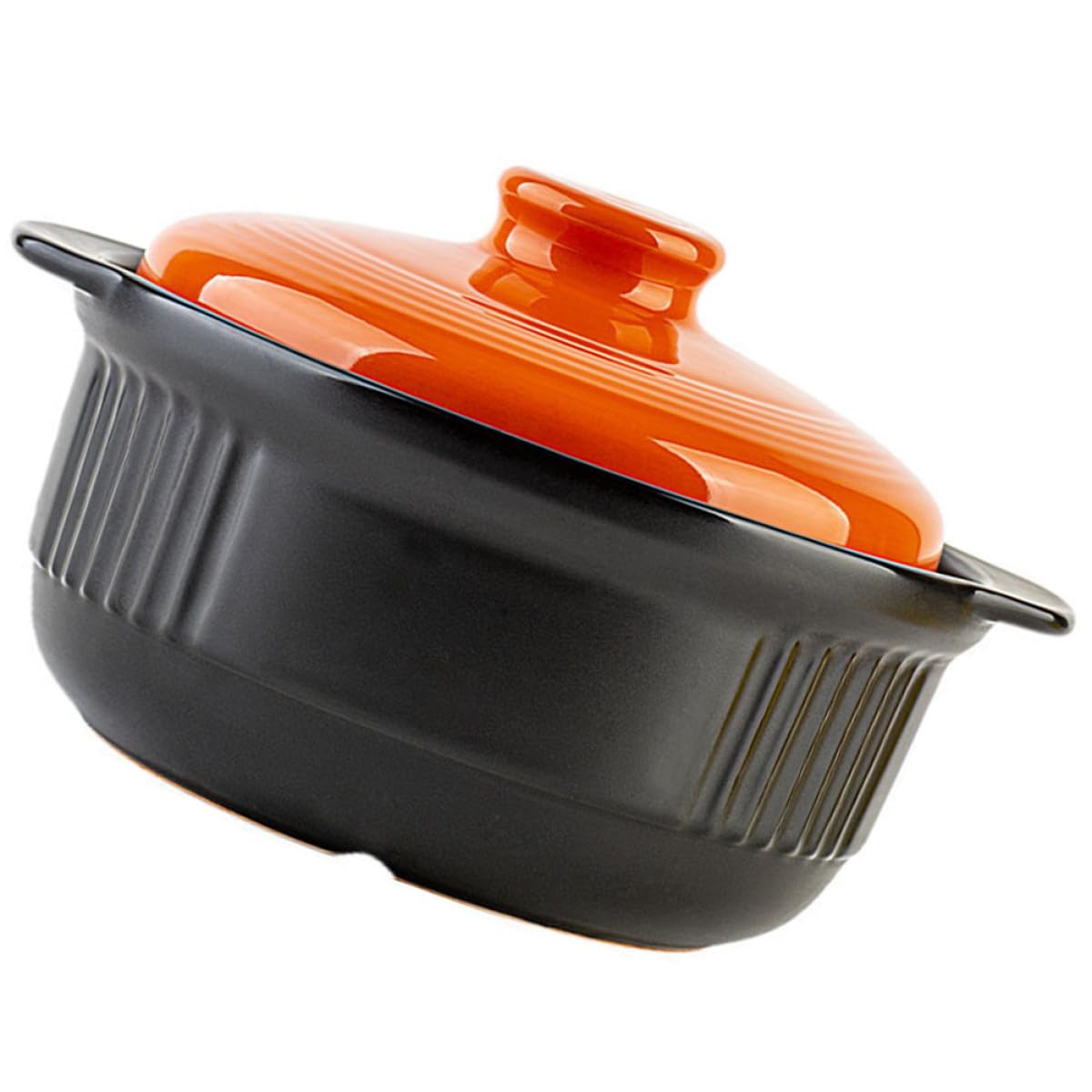 Keramiktopf 2355ml Orange, Hitzebeständiger Auflauf | Keramik, ein Stück Geformt, Dampfventildeckel, Wärmeleitung, für Bibimbap und Nudeln