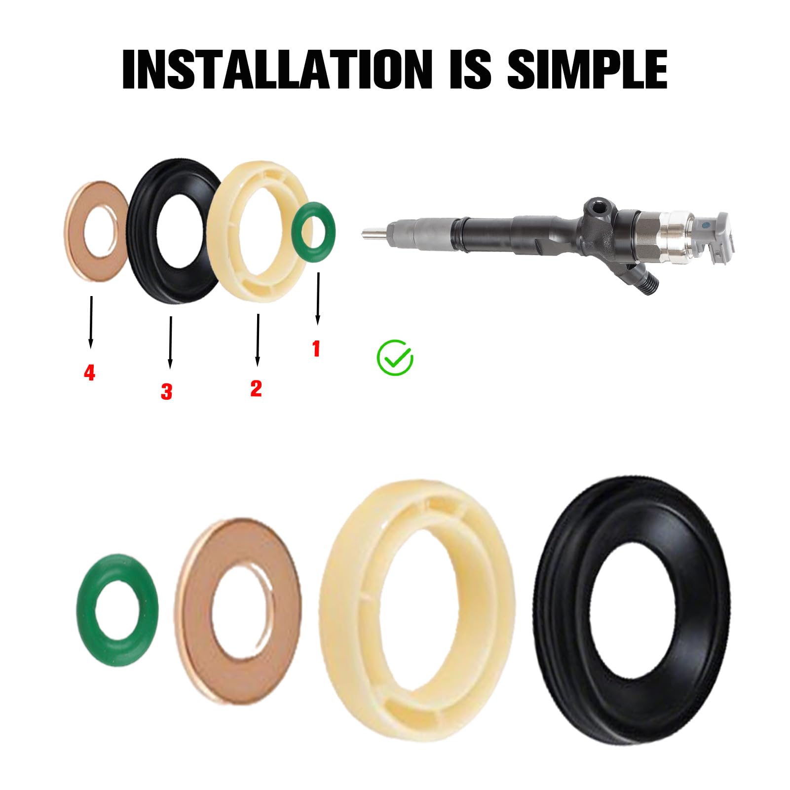 Kit Joints Injecteur 1.6 HDI 16 Pièces - Rondelles Étanchéité Diesel Berlingo C2 C3 C4