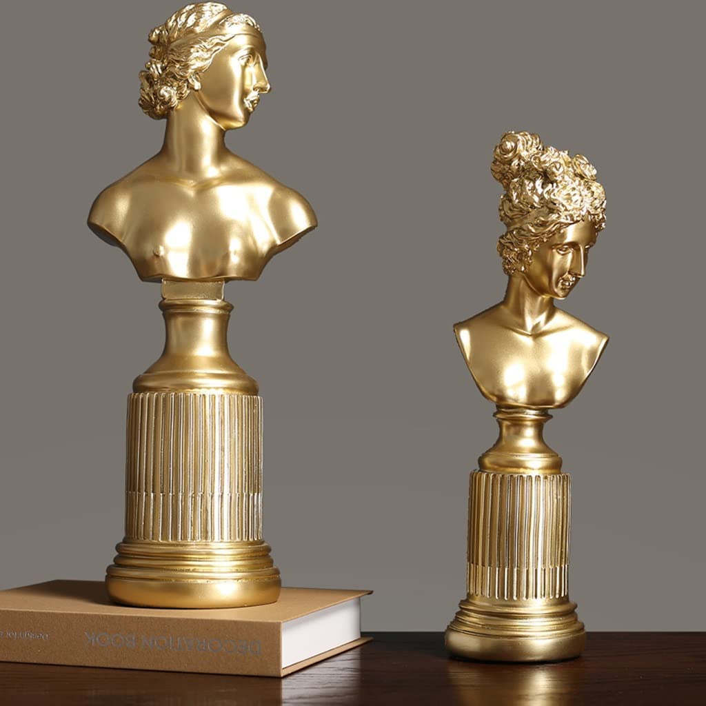 Ozdoby dekoracyjne, dekoracja wnętrz biust-złota żywica statua na biurko rzeźba rzemiosło dekoracja biurowa (36cm)