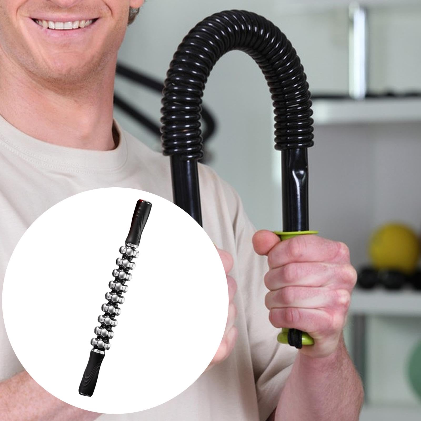 Muskelroller Handmassager Faszienrolle Massagetool mit Federnder Flexibilität Aus Stabilem PP Edelstahl für Männer Frauen Sportler Tänzer Büroalltag Z