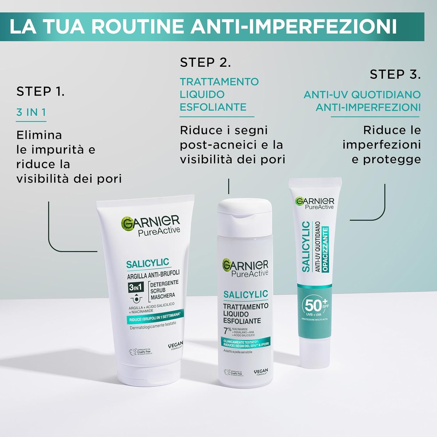 Garnier Czysta Skóra 3w1 Żel myjący peeling maseczka, cera tłusta z niedoskonałościami, 150 ml