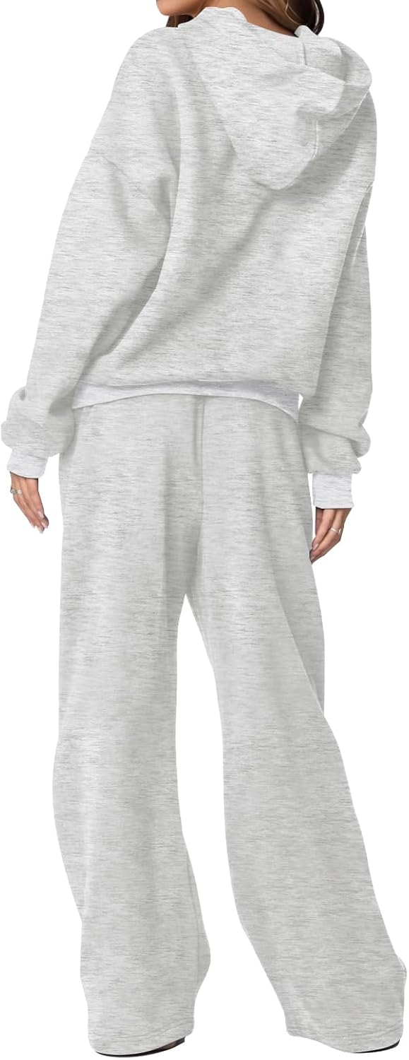 ETCYY NEW Womens 2 Piece Lounge Sets Bow Trim Print Hoodie Set Fall Fashion Oversized Sweatshirts Wide Leg Sweatpants