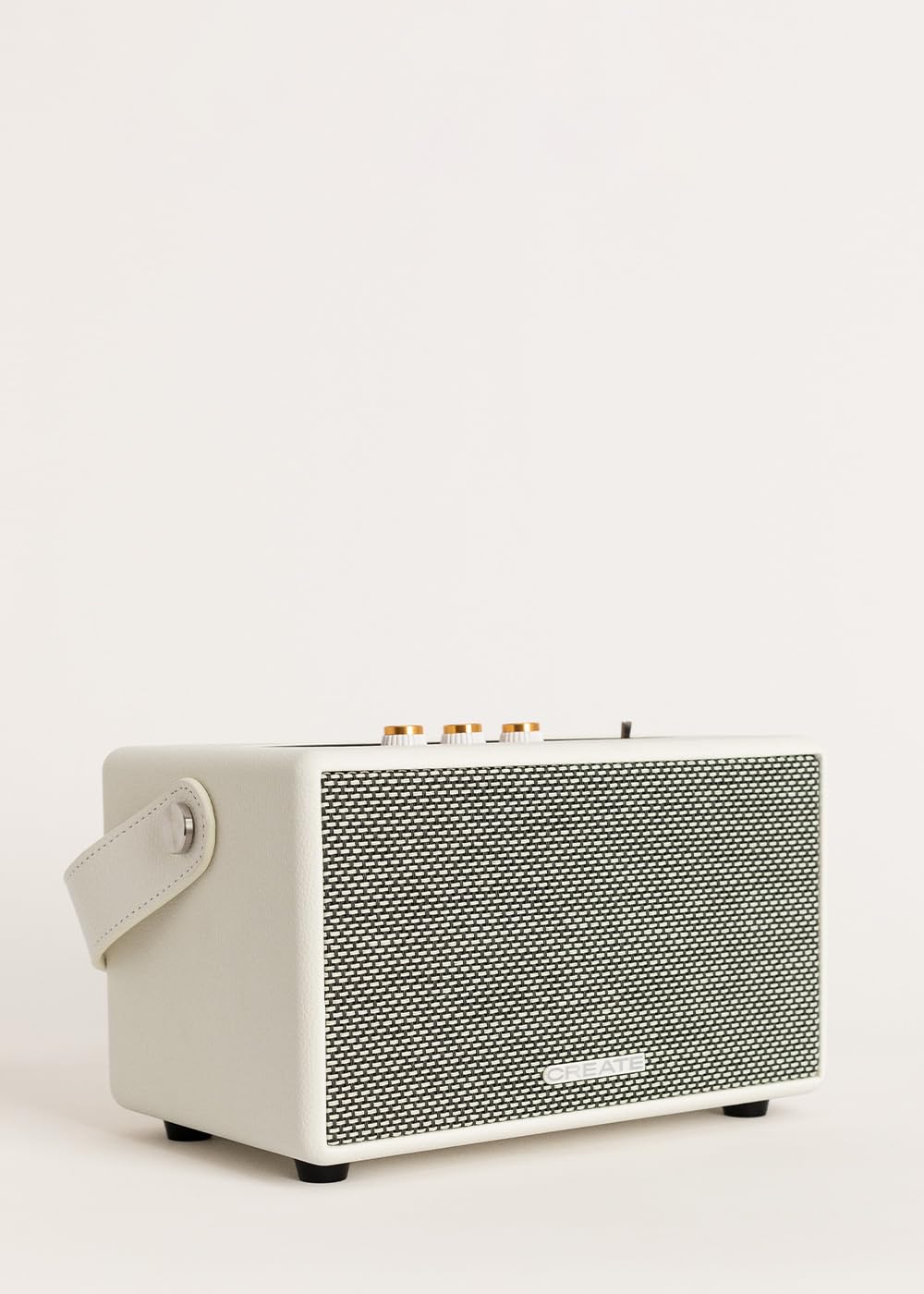 CREATE / Speaker Retro/Altavoz portátil con Bluetooth, USB y AUX Blanco Roto Grande/Diseño Retro, hasta 5 Horas de autonomía, Correa de Transporte, 40W