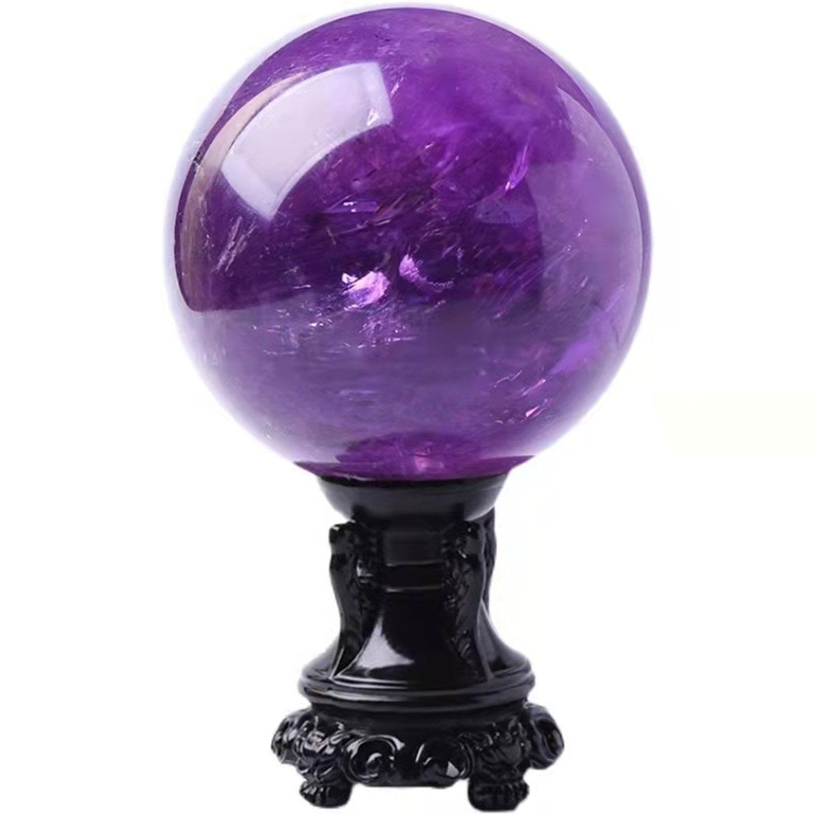DPURPIWADY Amethyst Sphere Crystal with Stand Purple Ball Gemstone Divination Sculpture Figurine Home Desk Decor,Diameter2.0